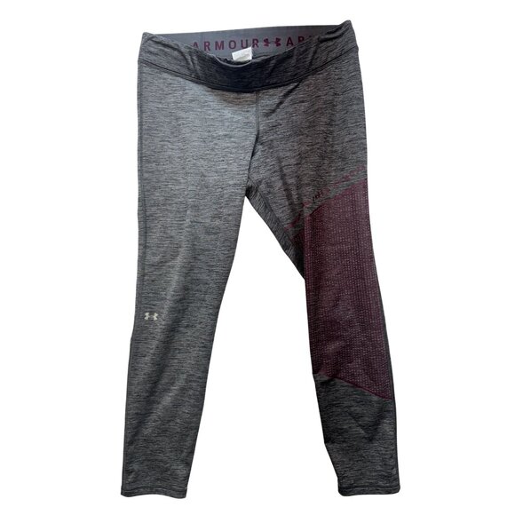 Under Armour Womens High Rise Leggings Size 2XL Heather Gray Colorblock Pull On - Picture 2 of 13